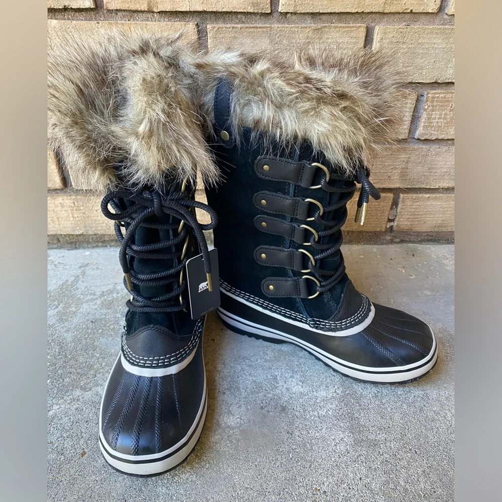 Sorel Joan of Arctic Black Waterproof Winter Boots Faux Fur Women’s 9 NWT